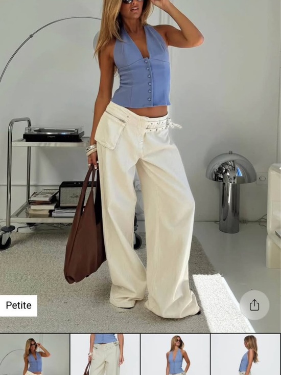 Princess Polly Pants - Princess Polly Paltrow Cream Wide-Leg buckle Pants